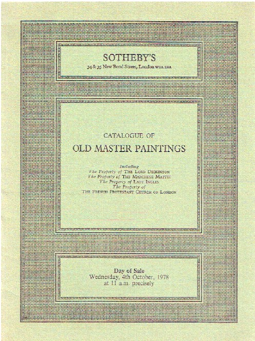 Sothebys October 1978 Old Master Paintings