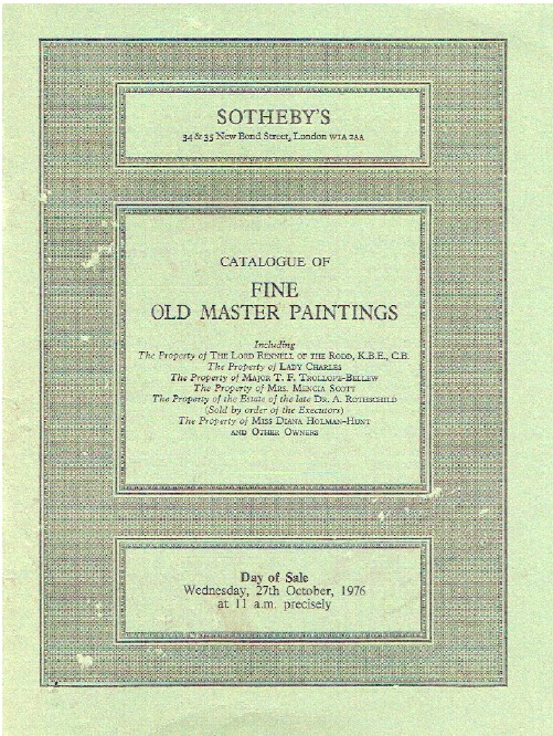 Sothebys October 1976 Fine Old Master Paintings