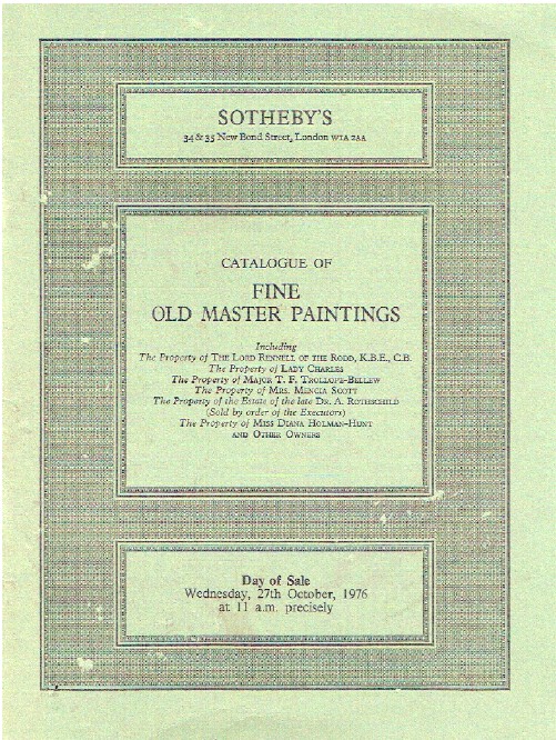 Sothebys October 1976 Fine Old Master Paintings