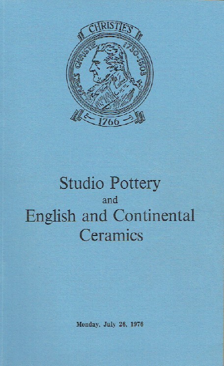 Christies July 1976 Studio Pottery and English & Continental Ceramics