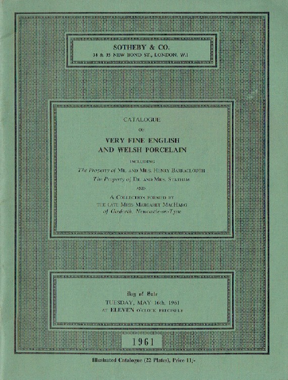 Sothebys May 1961 Very Fine English and Welsh Porcelain (Digital only)
