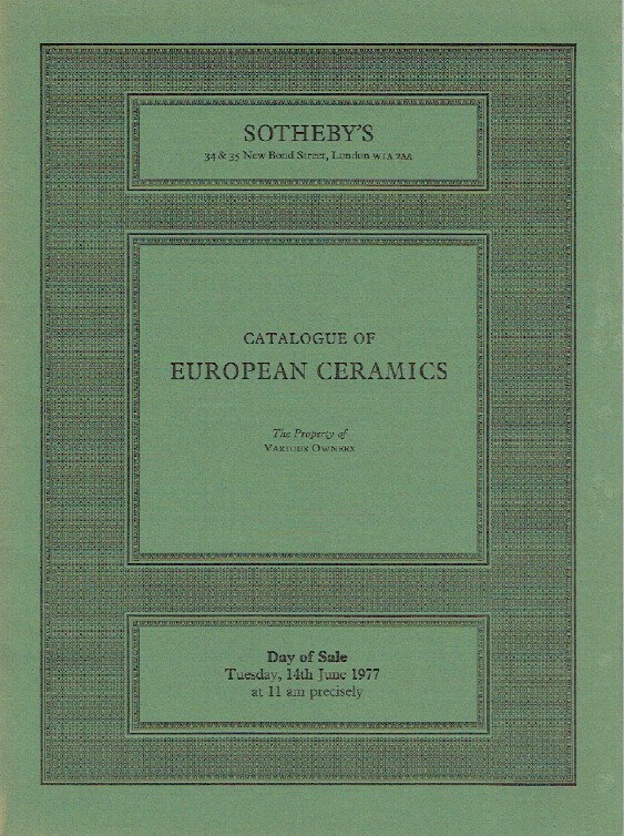 Sothebys June 1977 European Ceramics