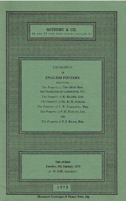 Sothebys January 1973 English Pottery
