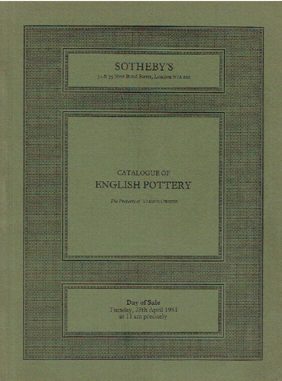 Sothebys April 1981 English Pottery