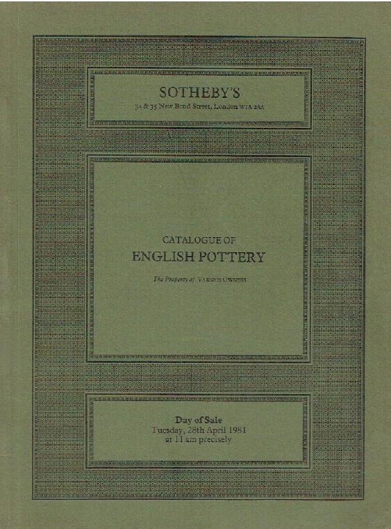 Sothebys April 1981 English Pottery