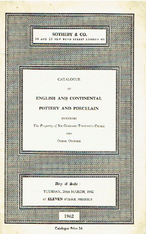 Sothebys March 1962 English and Continental, Pottery (Digital only) Sothebys March 1962 English and Continental, Pottery (Digital only)