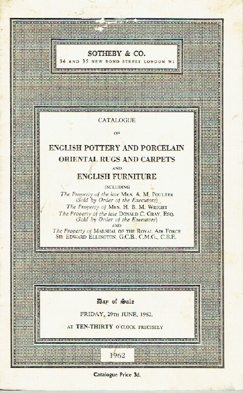 Sothebys June 1962 English Pottery, Rugs & Carpets and English (Digital only) Sothebys June 1962 English Pottery, Rugs & Carpets and English (Digital only)