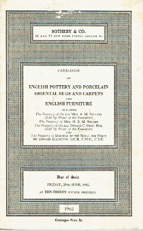 Sothebys June 1962 English Pottery, Rugs & Carpets and English Furniture