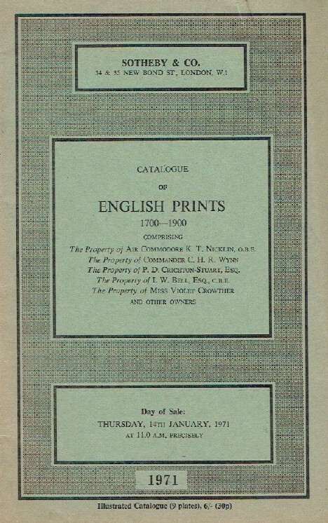Sothebys January 1971 English Prints 1700 - 1900