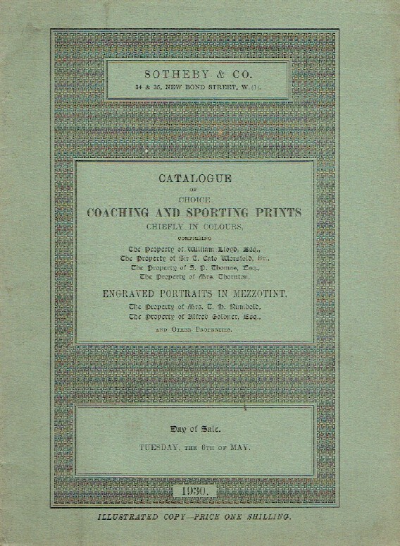 Sothebys May 1961 Coaching & Sporting Prints