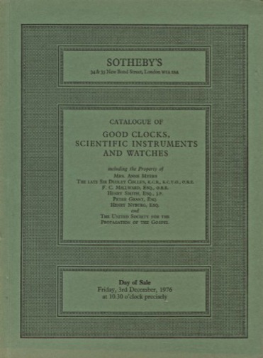 Sothebys 1976 Good Clocks, Scientific Instruments and Watches