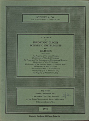 Sothebys 1973 Important Clocks, Scientific Instruments & Watches (Digital only)