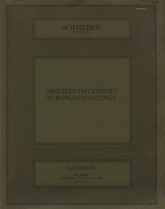 Sothebys 1986 Nineteent Century European Paintings