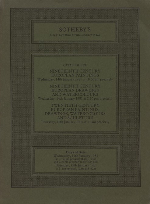 Sothebys 1981 19th & 20th Century Paintings, Drawings, Sculpture