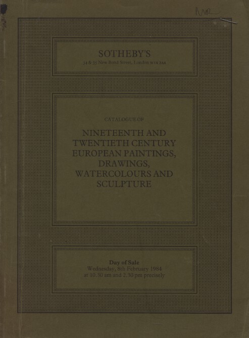 Sothebys 1984 19th & 20th C. European Paintings, Drawings