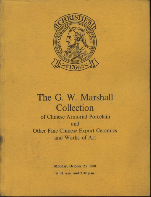 Christies Oct 1978 Marshall Collection Armorial Porcelain etc.
