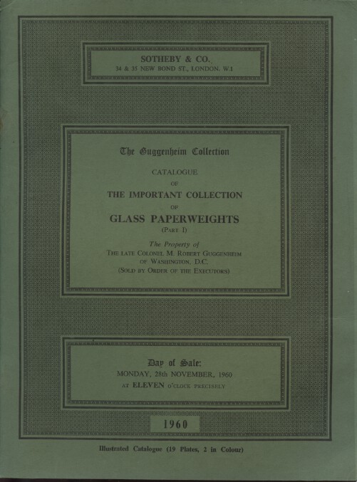 Sothebys 1960/61 Guggeheim Collection Glass Paperweights 3 vols