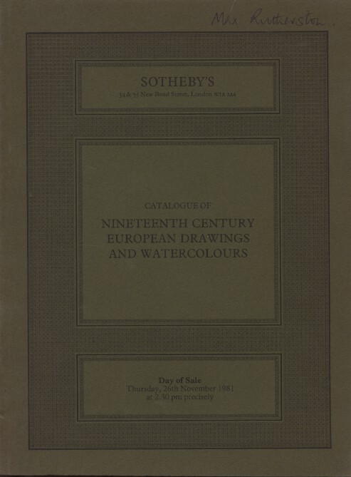 Sothebys 1981 19th Century European Drawings and Watercolours