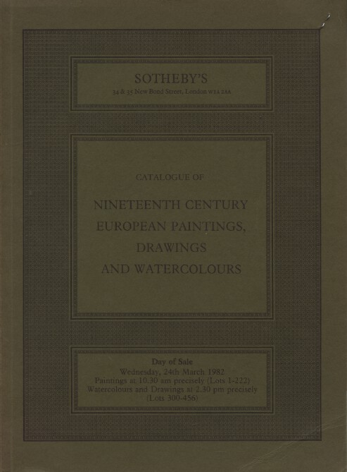 Sothebys March 1982 19th C. European Paintings, Drawings, Watercolours