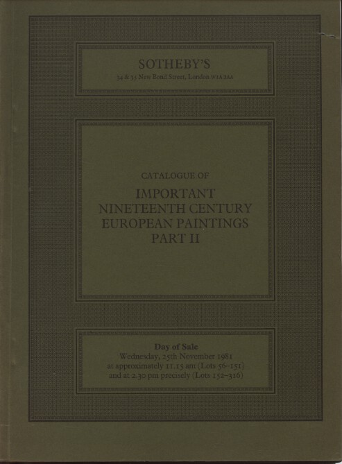 Sothebys 1981 Important 19th Century European Paintings Pt II - Click Image to Close