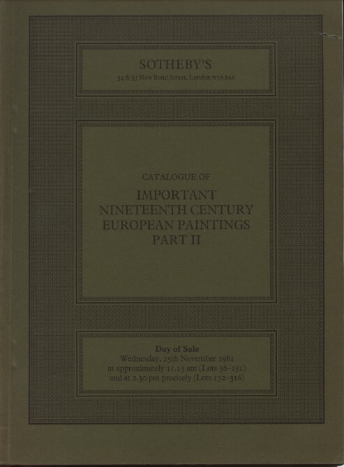 Sothebys 1981 Important 19th Century European Paintings Pt II