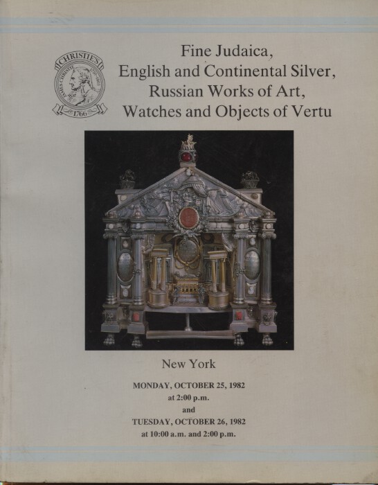 Christies October 1982 Fine Judaica, English & Continental Silver, Russian WoA