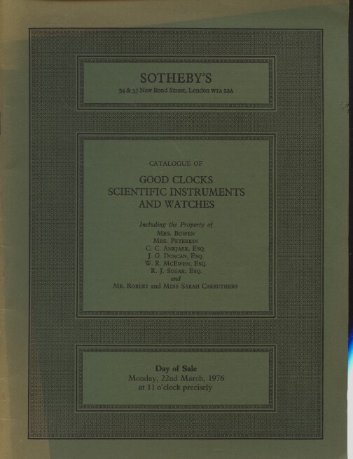 Sothebys March 1976 Good Clocks, Scientific Instruments and Watches