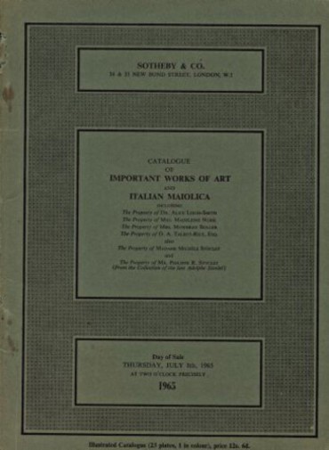 Sothebys 1965 Important Works of Art and Italian Maiolica - Click Image to Close