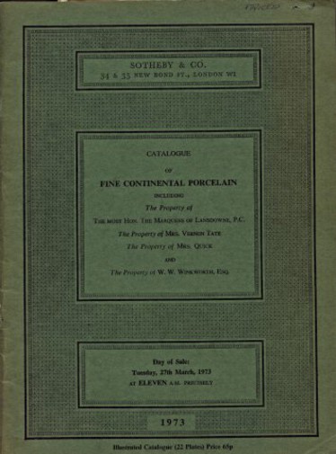 Sothebys 1973 Fine Continental Porcelain