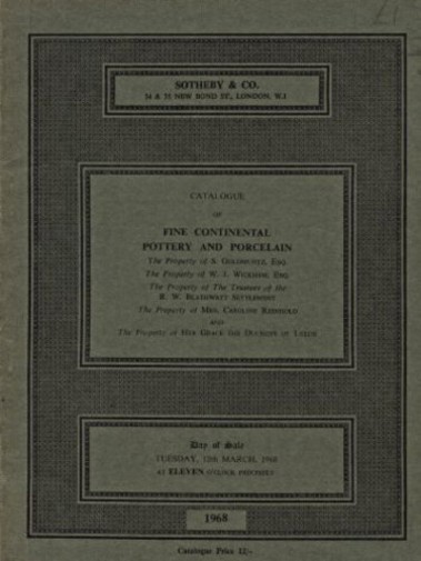 Sothebys March 1968 Fine Continental Pottery and Porcelain (Digital only)