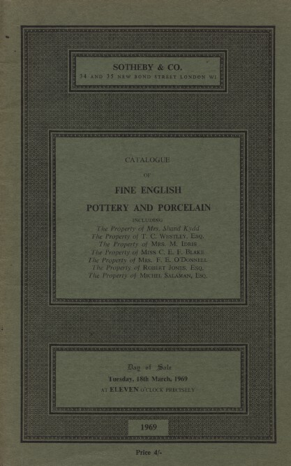 Sothebys 1969 Fine English Pottery and Porcelain