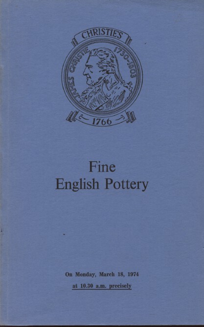 Christies 1974 Fine English Pottery