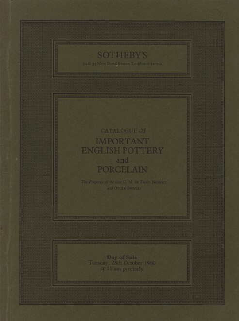 Sothebys 1980 Important English Pottery and Porcelain