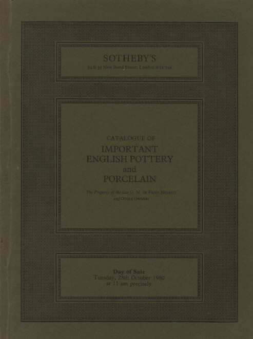 Sothebys 1980 Important English Pottery and Porcelain
