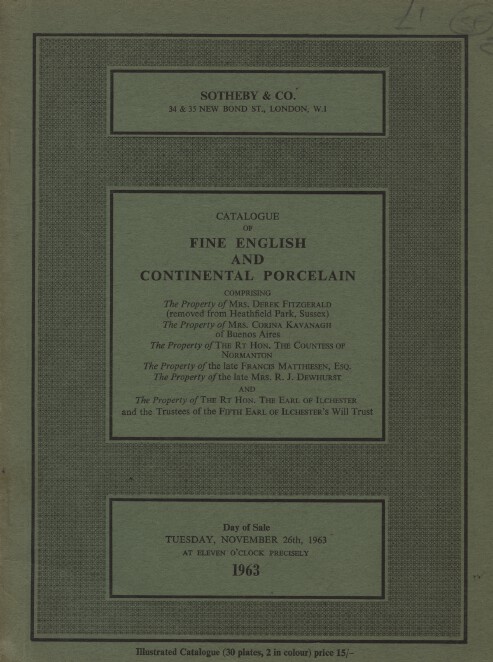 Sothebys November 1963 Fine English and Continental Porcelain (Digital only)