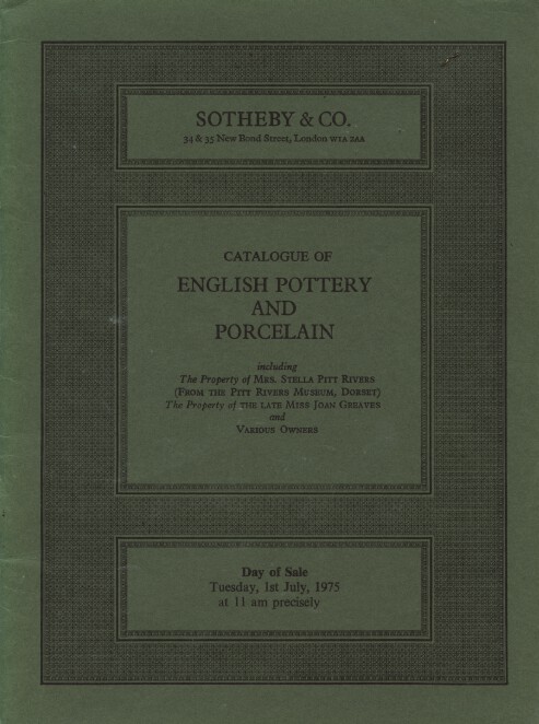 Sothebys 1975 English Pottery and Porcelain