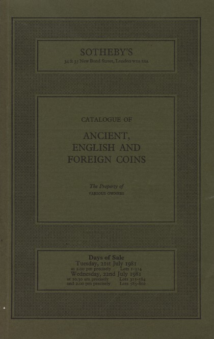 Sothebys 1981 Ancient, English and Foreign Coins