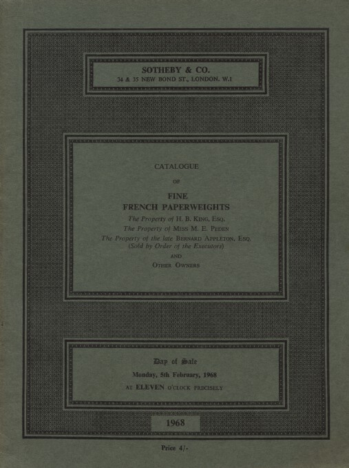 Sothebys February 1968 Fine French Paperweights (Digital only)