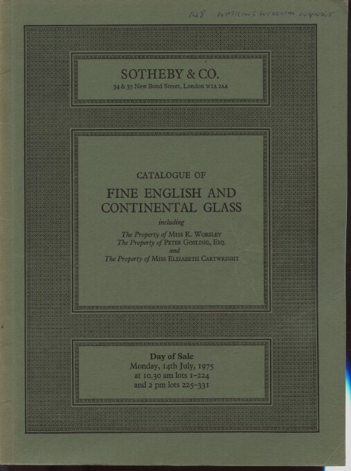 Sothebys July 1975 Fine English and Continental Glass