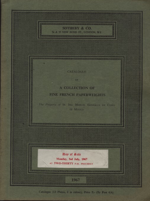 Sothebys July 1967 Gonzales Coll. of Fine French Paperweights (Digital only)