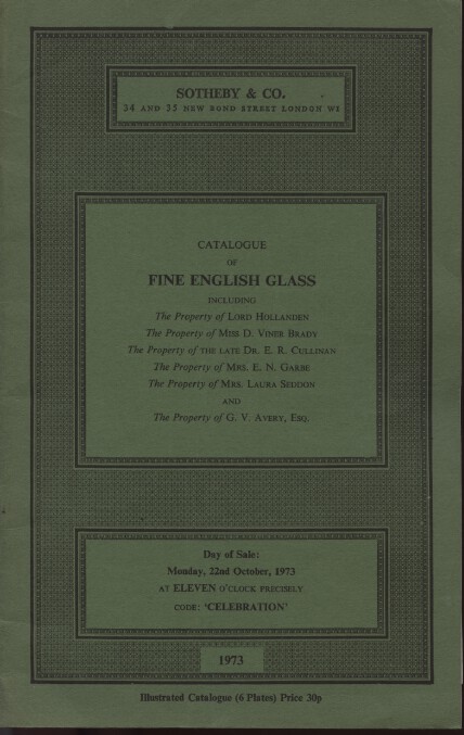 Sothebys 1973 Fine English Glass