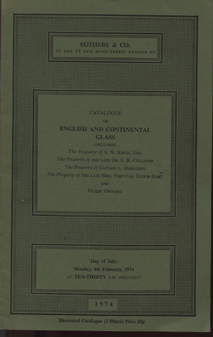 Sothebys 1974 English and Continental Glass
