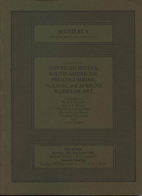 Sothebys 1981 American Indian, South American, African Works of Art