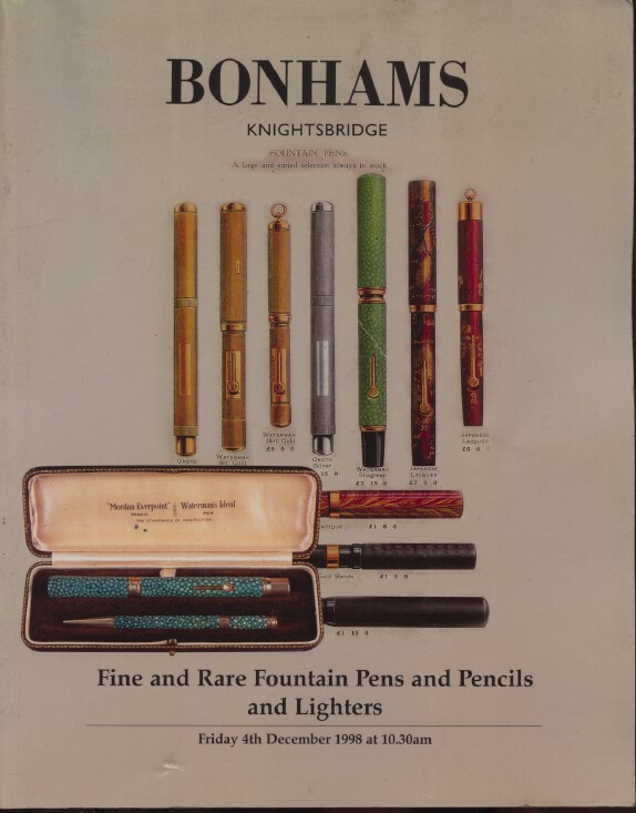 Bonhams 1998 Fine & Rare Fountain Pens & Pencils & Lighters - Click Image to Close