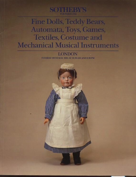 Sothebys 1986 Fine Dolls, Teddy Bears, Mechanical Musical - Click Image to Close