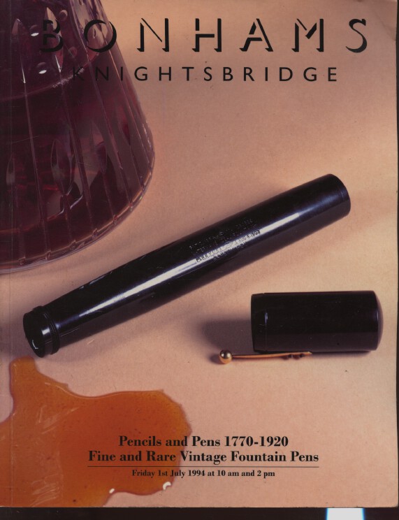 Bonhams 1994 Fine & Rare Vintage Fountaing Pens 1770-1920