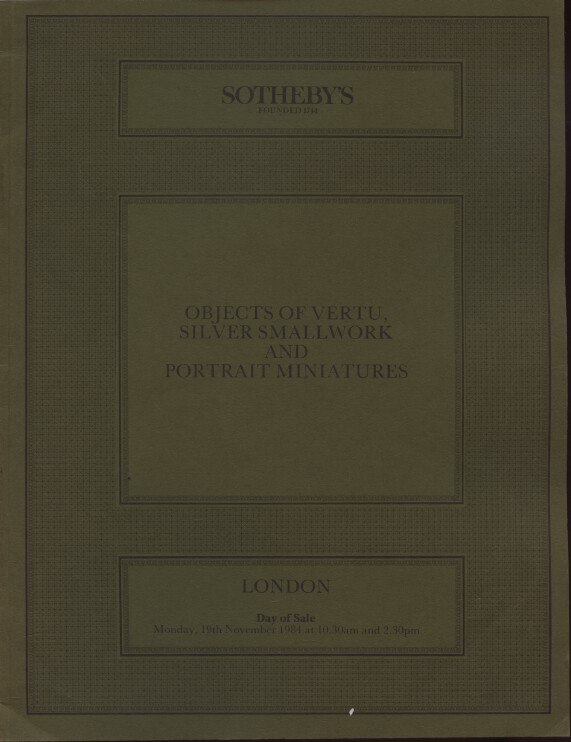 Sothebys 1984 Objects of Vertu, Silver & Portrait Miniatures
